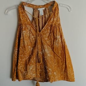 Mustard yellow print loose tank